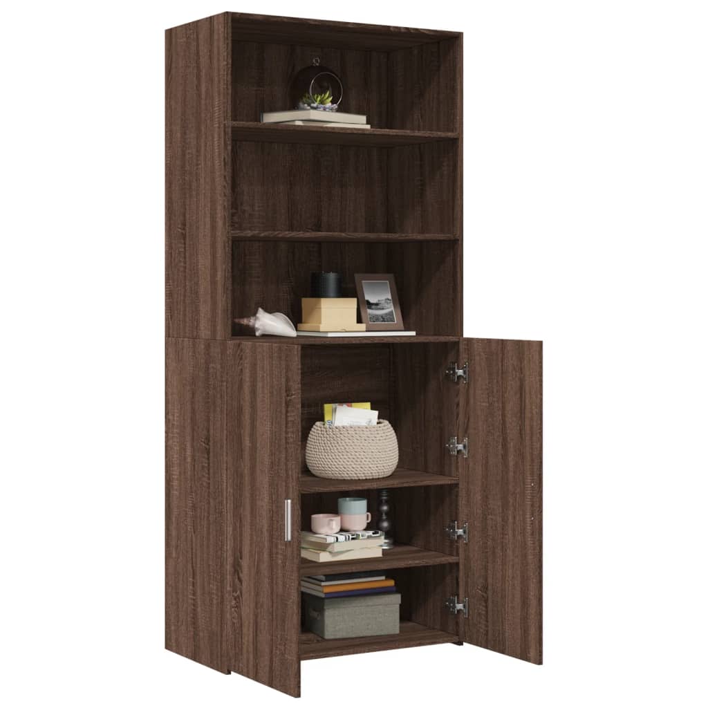 Hoge kast 80x42,5x185 cm bewerkt hout bruin eikenkleurig - AllerleiShop