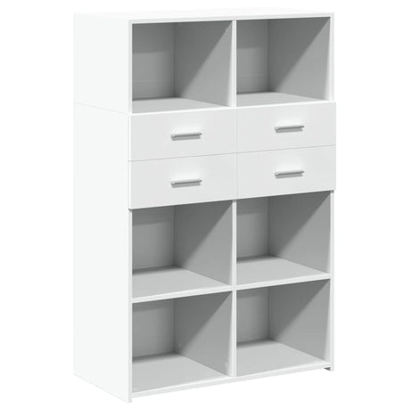 Hoge kast 80x42,5x124 cm bewerkt hout wit - AllerleiShop