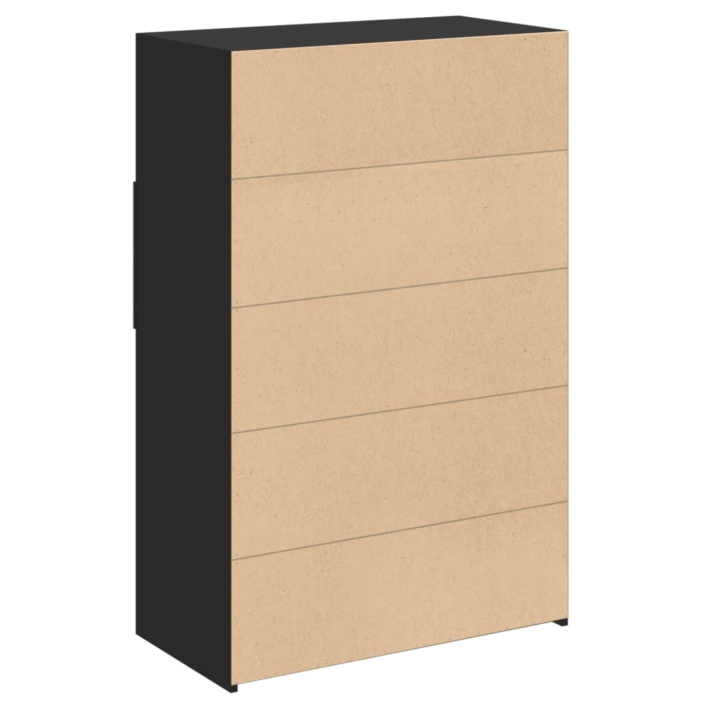 Hoge kast 80x42,5x124 cm bewerkt hout zwart - AllerleiShop