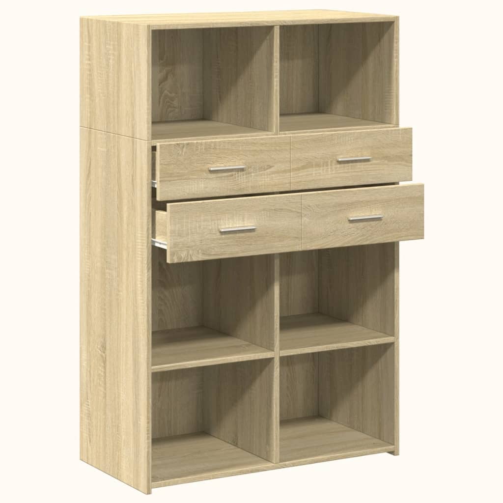 Hoge kast 80x42,5x124 cm bewerkt hout sonoma eikenkleurig - AllerleiShop