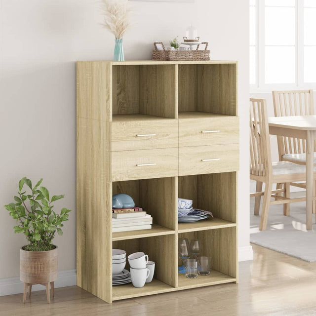 Hoge kast 80x42,5x124 cm bewerkt hout sonoma eikenkleurig - AllerleiShop