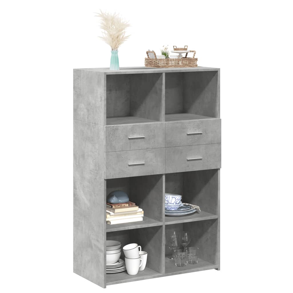 Hoge kast 80x42,5x124 cm bewerkt hout betongrijs - AllerleiShop