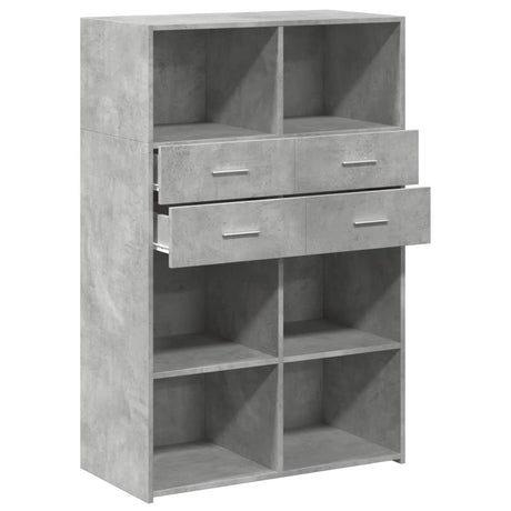 Hoge kast 80x42,5x124 cm bewerkt hout betongrijs - AllerleiShop