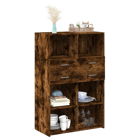 Hoge kast 80x42,5x124 cm bewerkt hout gerookt eikenkleurig - AllerleiShop