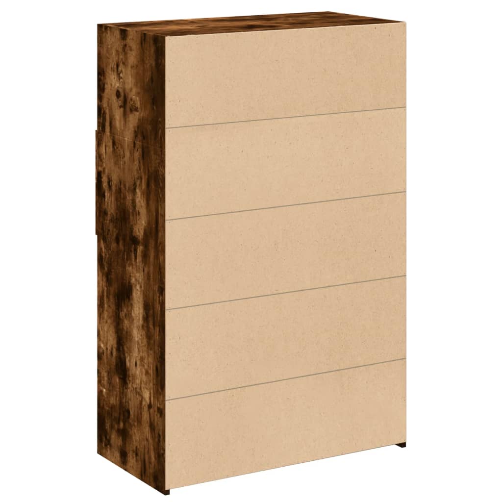 Hoge kast 80x42,5x124 cm bewerkt hout gerookt eikenkleurig - AllerleiShop