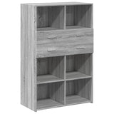 Hoge kast 80x42,5x124 cm bewerkt hout grijs sonoma eikenkleurig - AllerleiShop