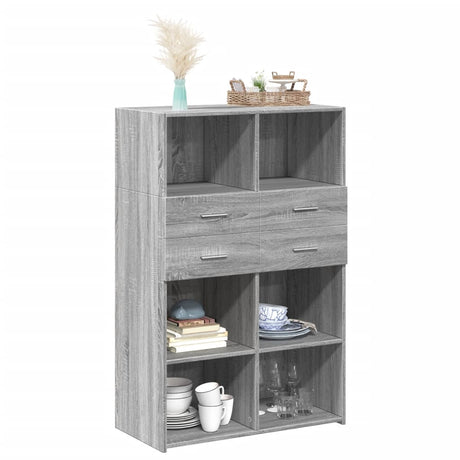 Hoge kast 80x42,5x124 cm bewerkt hout grijs sonoma eikenkleurig - AllerleiShop