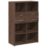 Hoge kast 80x42,5x124 cm bewerkt hout bruin eikenkleurig - AllerleiShop