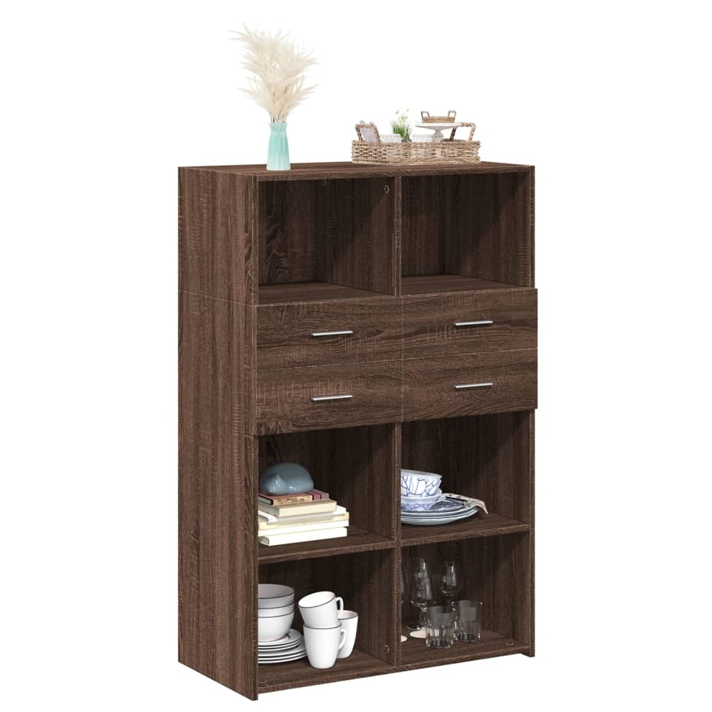 Hoge kast 80x42,5x124 cm bewerkt hout bruin eikenkleurig - AllerleiShop