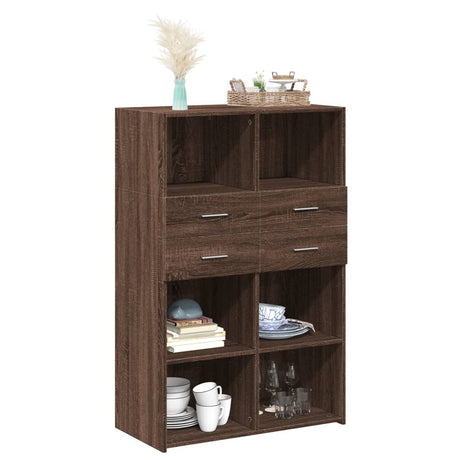 Hoge kast 80x42,5x124 cm bewerkt hout bruin eikenkleurig - AllerleiShop