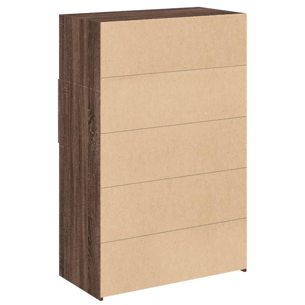 Hoge kast 80x42,5x124 cm bewerkt hout bruin eikenkleurig - AllerleiShop