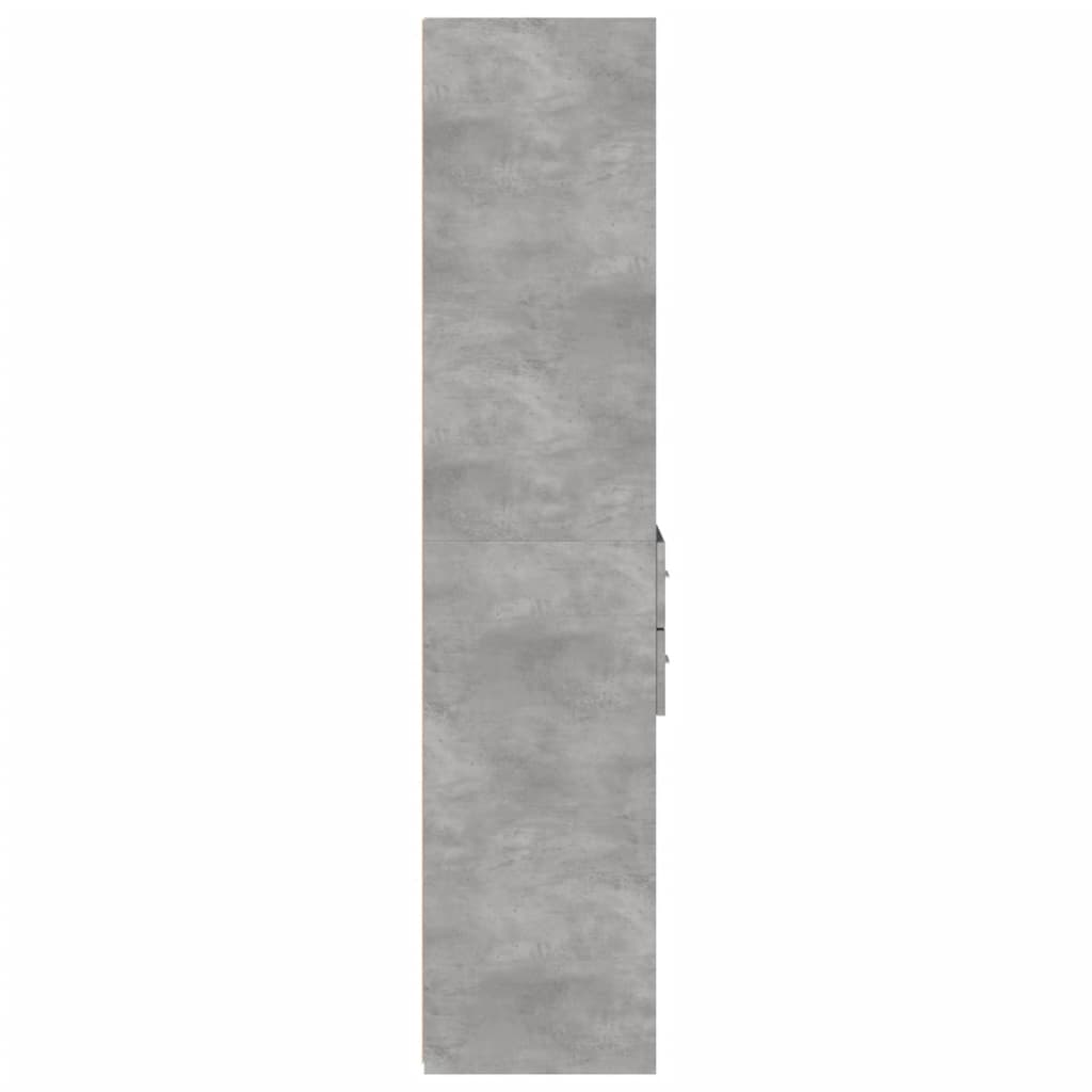 Hoge kast 40x42,5x185 cm bewerkt hout betongrijs - AllerleiShop