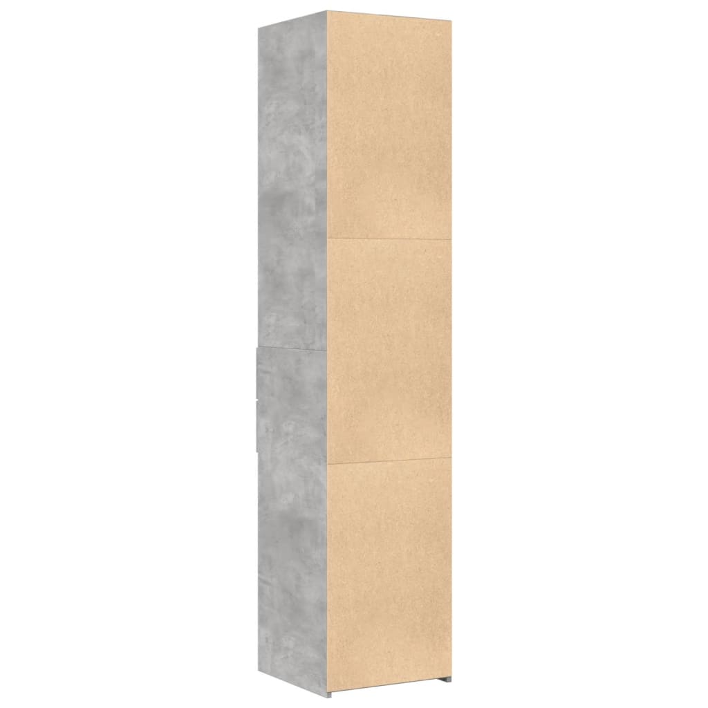 Hoge kast 40x42,5x185 cm bewerkt hout betongrijs - AllerleiShop