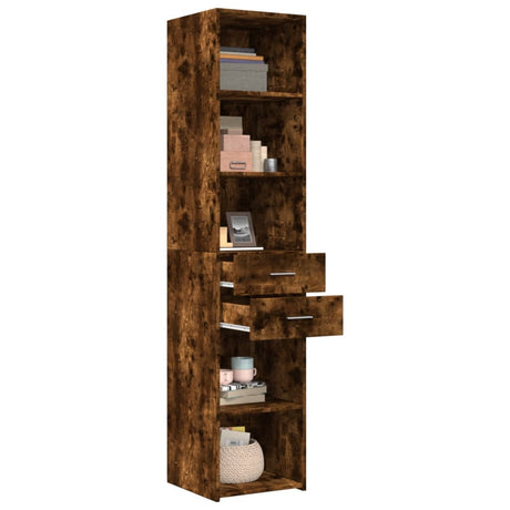 Hoge kast 40x42,5x185 cm bewerkt hout gerookt eikenkleurig - AllerleiShop