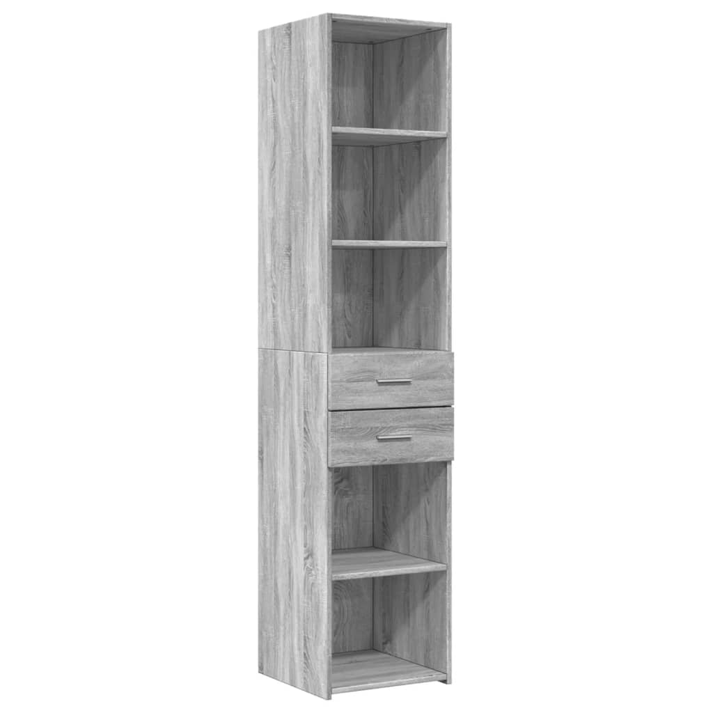 Hoge kast 40x42,5x185 cm bewerkt hout grijs sonoma eikenkleur - AllerleiShop