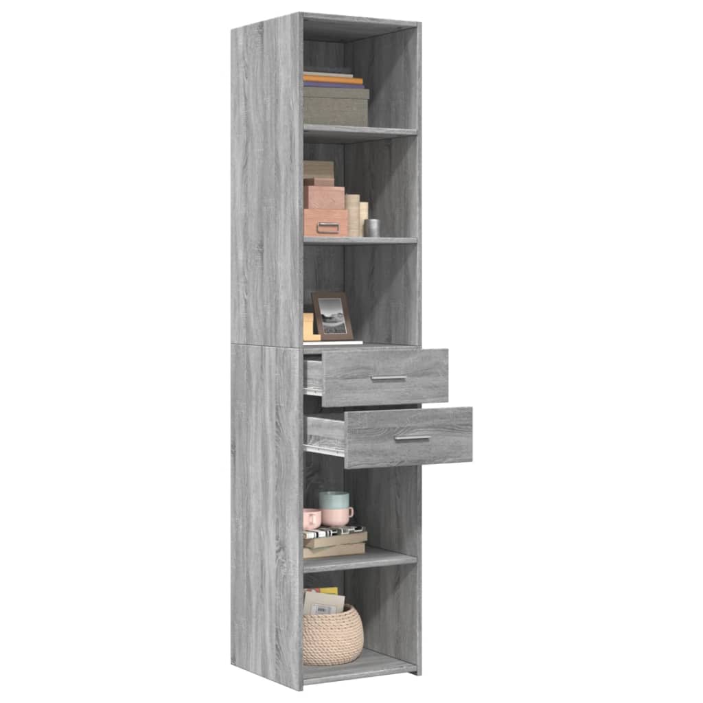 Hoge kast 40x42,5x185 cm bewerkt hout grijs sonoma eikenkleur - AllerleiShop