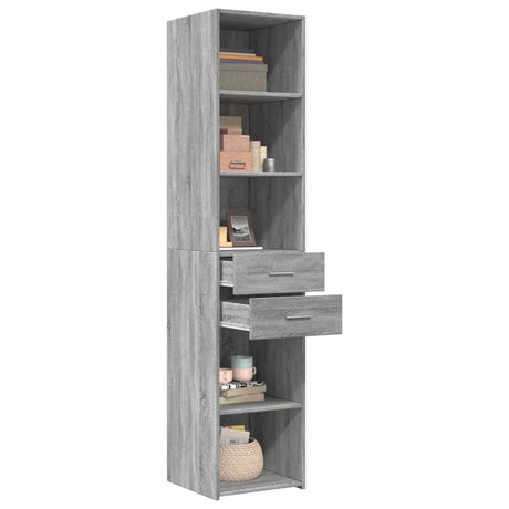 Hoge kast 40x42,5x185 cm bewerkt hout grijs sonoma eikenkleur - AllerleiShop