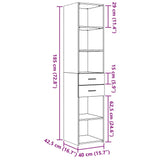 Hoge kast 40x42,5x185 cm bewerkt hout grijs sonoma eikenkleur - AllerleiShop