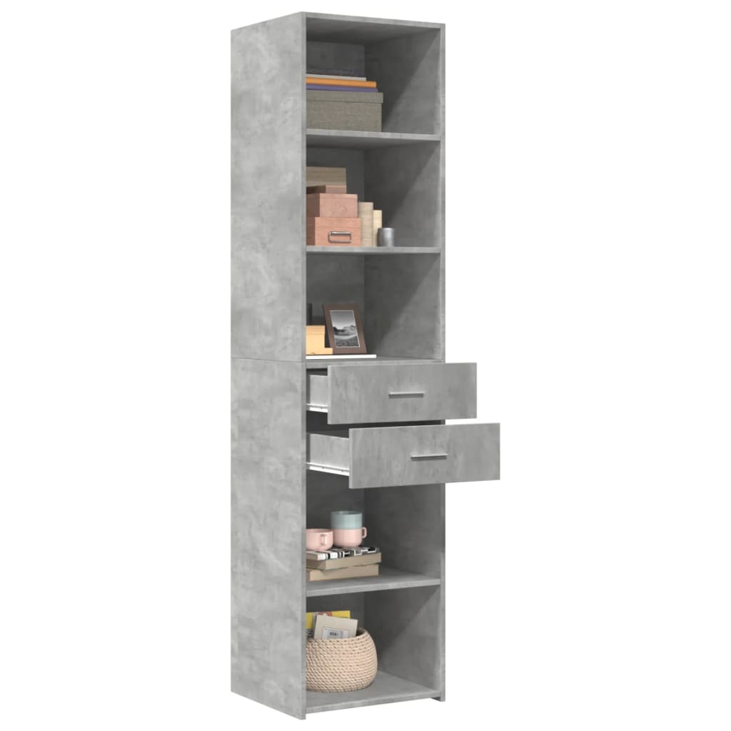 Hoge kast 45x42,5x185 cm bewerkt hout betongrijs - AllerleiShop