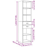 Hoge kast 45x42,5x185 cm bewerkt hout betongrijs - AllerleiShop