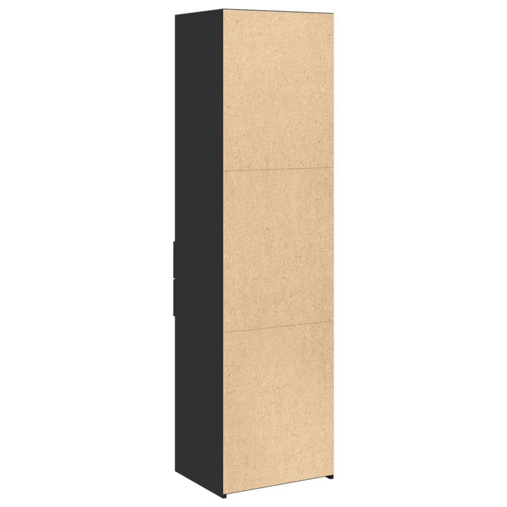 Hoge kast 50x42,5x185 cm bewerkt hout zwart - AllerleiShop