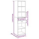 Hoge kast 50x42,5x185 cm bewerkt hout zwart - AllerleiShop