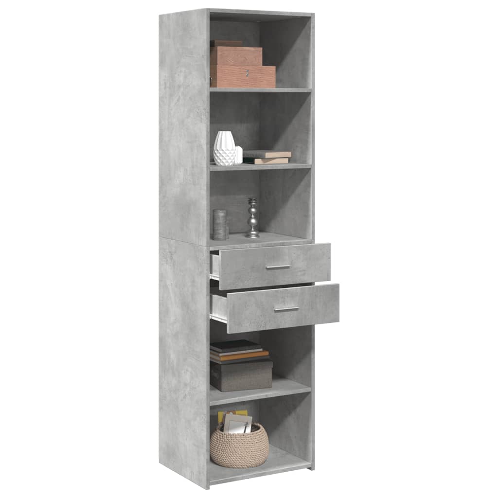 Hoge kast 50x42,5x185 cm bewerkt hout betongrijs - AllerleiShop