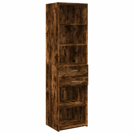 Hoge kast 50x42,5x185 cm bewerkt hout gerookt eikenkleurig - AllerleiShop