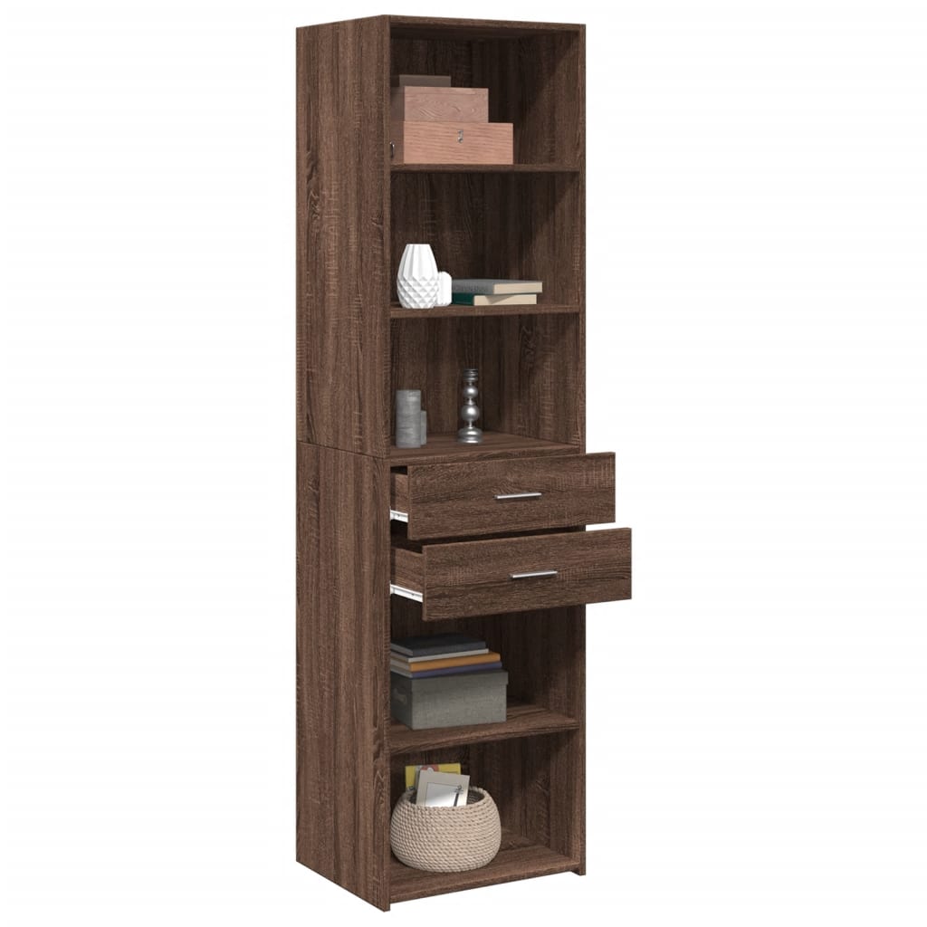 Hoge kast 50x42,5x185 cm bewerkt hout bruin eikenkleur - AllerleiShop