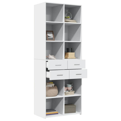 Hoge kast 70x42,5x185 cm bewerkt hout wit - AllerleiShop