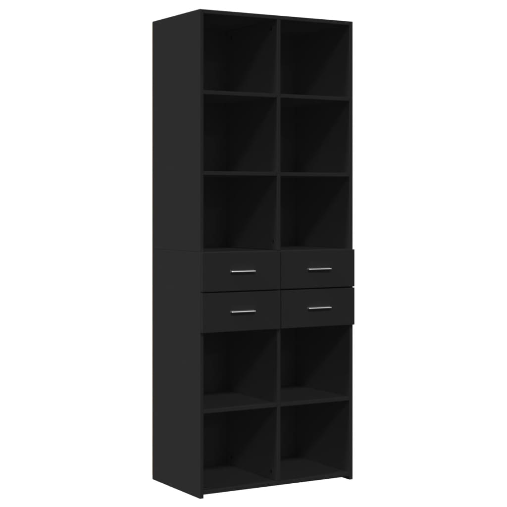 Hoge kast 70x42,5x185 cm bewerkt hout zwart - AllerleiShop