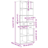 Hoge kast 70x42,5x185 cm bewerkt hout zwart - AllerleiShop