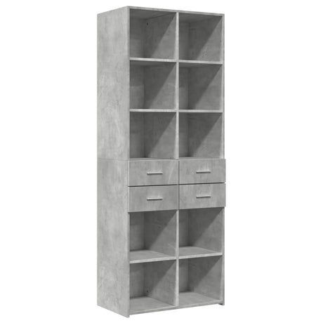 Hoge kast 70x42,5x185 cm bewerkt hout betongrijs - AllerleiShop