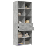 Hoge kast 70x42,5x185 cm bewerkt hout betongrijs - AllerleiShop