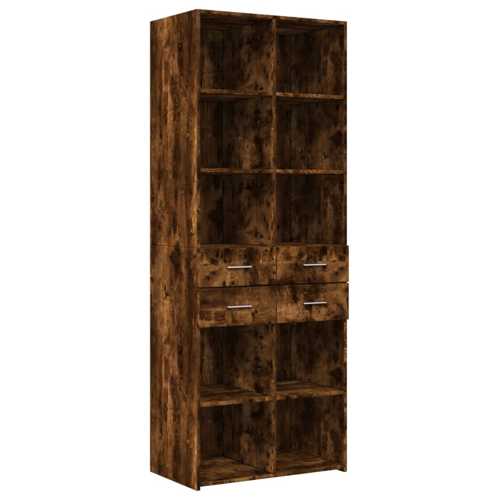 Hoge kast 70x42,5x185 cm bewerkt hout gerookt eikenkleurig - AllerleiShop