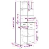 Hoge kast 70x42,5x185 cm bewerkt hout gerookt eikenkleurig - AllerleiShop