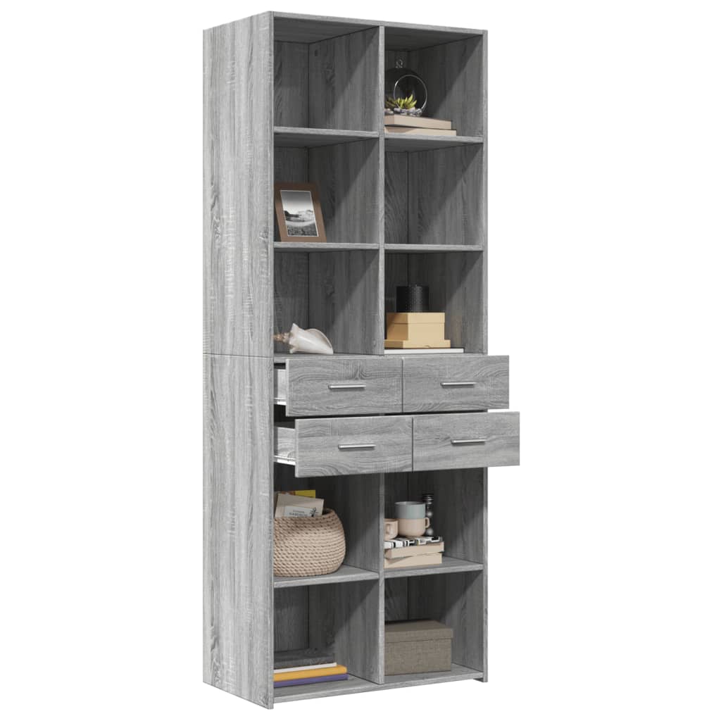 Hoge kast 70x42,5x185 cm bewerkt hout grijs sonoma eikenkleurig - AllerleiShop