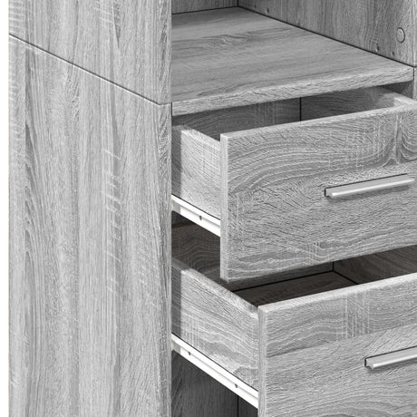 Hoge kast 70x42,5x185 cm bewerkt hout grijs sonoma eikenkleurig - AllerleiShop