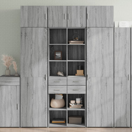 Hoge kast 70x42,5x185 cm bewerkt hout grijs sonoma eikenkleurig - AllerleiShop