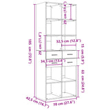 Hoge kast 70x42,5x185 cm bewerkt hout bruin eikenkleurig - AllerleiShop