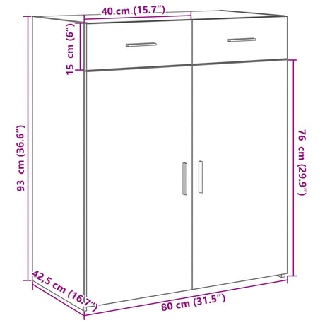 Dressoir 80x42,5x93 cm bewerkt hout wit - AllerleiShop