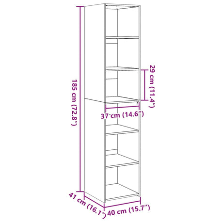 Hoge kast 40x41x185 cm bewerkt hout wit - AllerleiShop