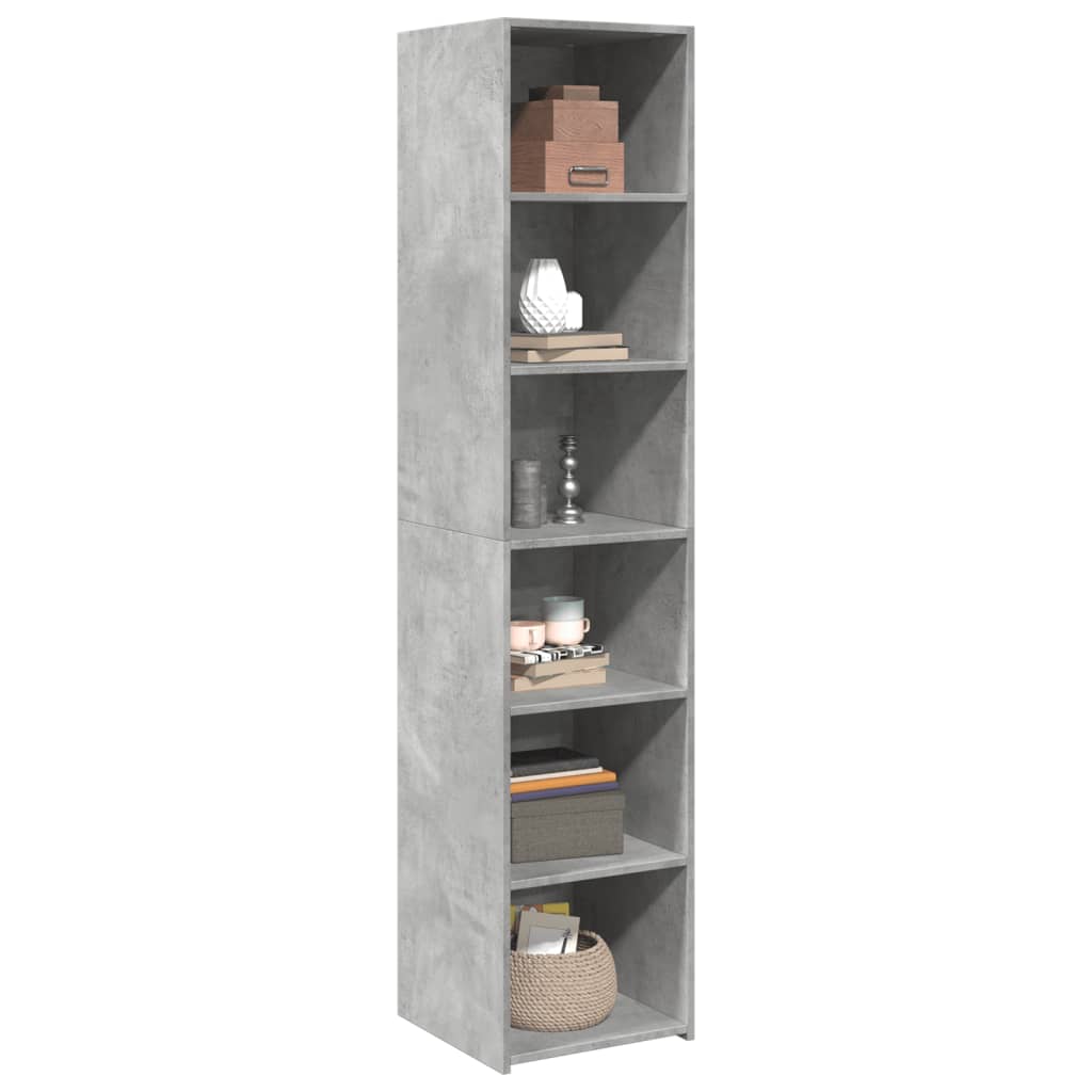 Hoge kast 40x41x185 cm bewerkt hout betongrijs - AllerleiShop