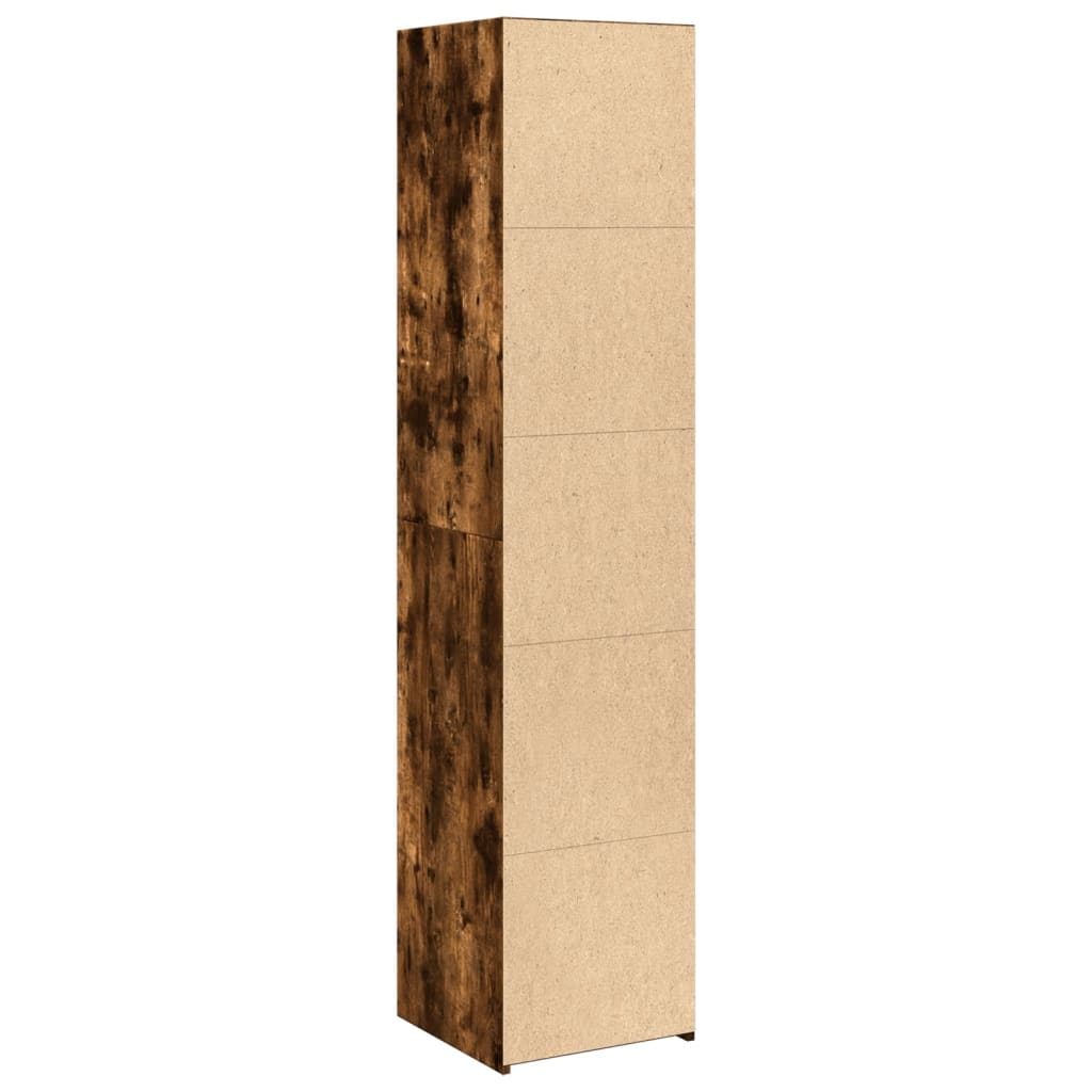 Hoge kast 40x41x185 cm bewerkt hout gerookt eikenkleurig - AllerleiShop