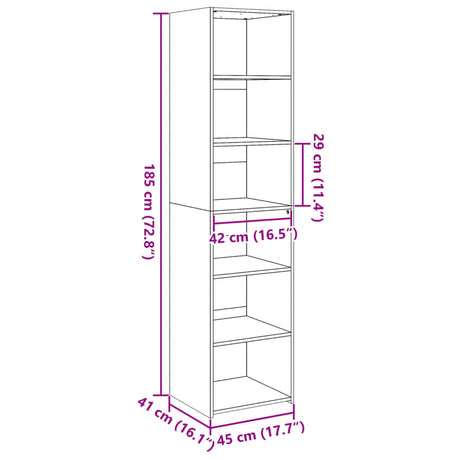 Hoge kast 45x41x185 cm bewerkt hout wit - AllerleiShop