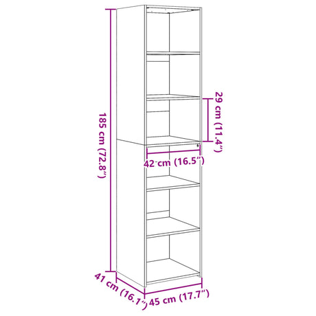 Hoge kast 45x41x185 cm bewerkt hout zwart - AllerleiShop