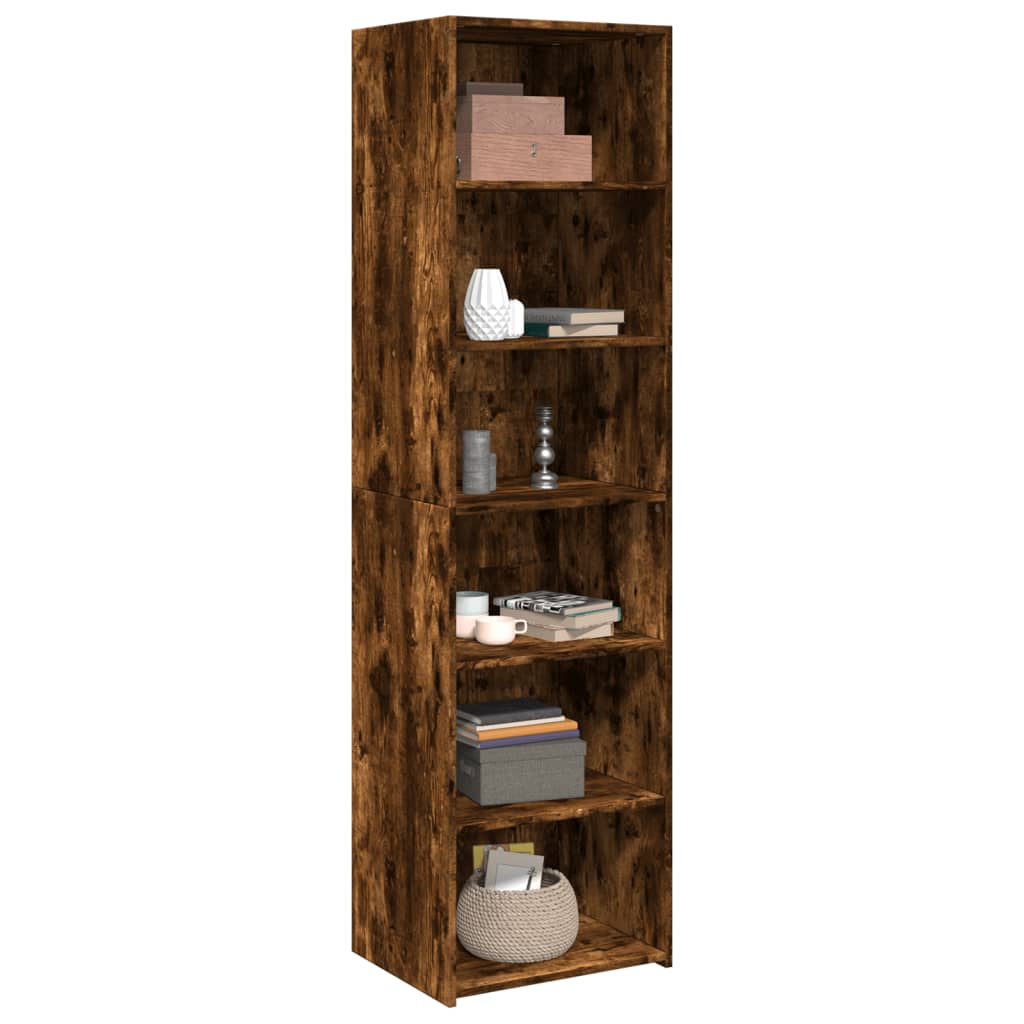 Hoge kast 50x41x185 cm bewerkt hout gerookt eikenkleurig - AllerleiShop