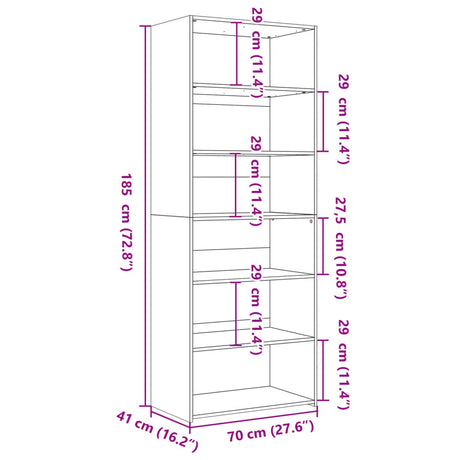 Hoge kast 70x41x185 cm bewerkt hout zwart - AllerleiShop