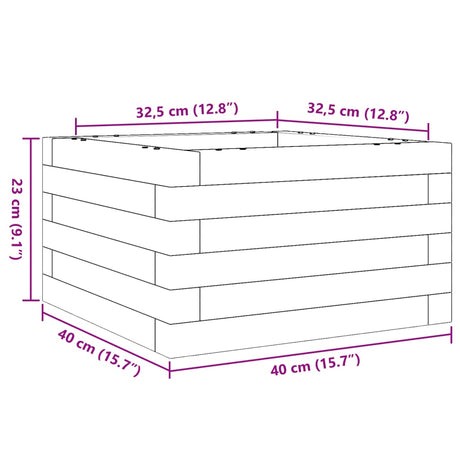 Plantenbak 40x40x23 cm massief grenenhout wasbruin