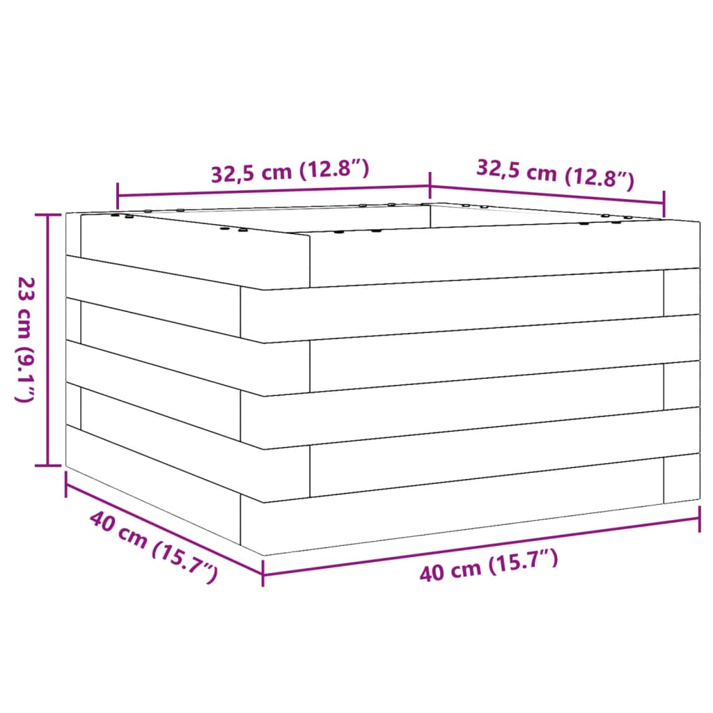 Plantenbak 40x40x23 cm massief douglashout